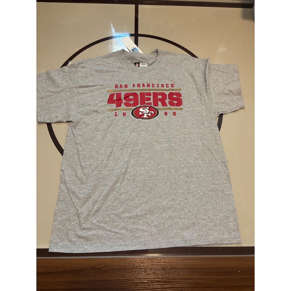047 NFL Team Apparel San Francisco 49ers Mens Large Gray Graphic Tee NWT